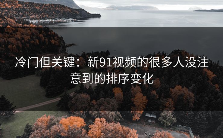 冷门但关键：新91视频的很多人没注意到的排序变化